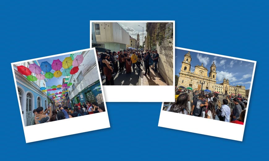 Estudiantes foráneos recorriendo el centro histórico de bogotá